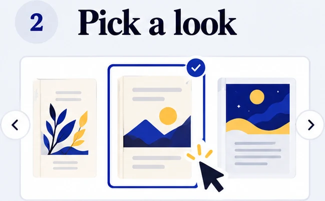 Choosing a template from a row of covers